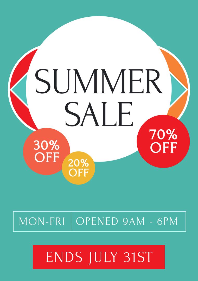 Colorful Summer Sale Promotion Poster with Discount Offers - Download Free Stock Templates Pikwizard.com