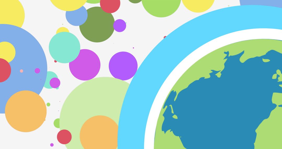 Colorful Circles and World Map Celebrating Inclusivity