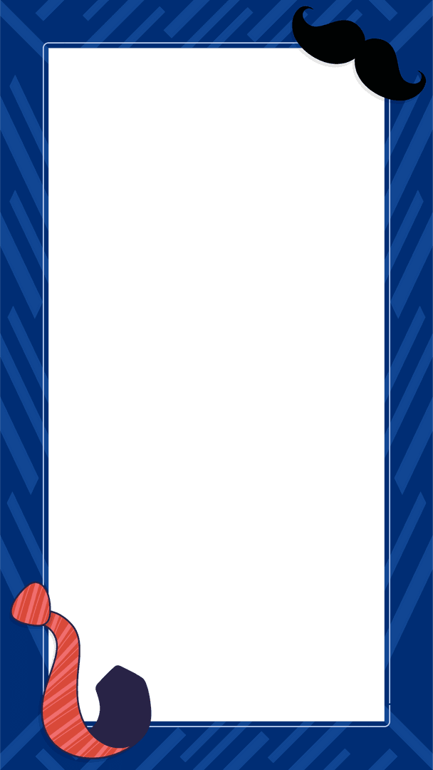 Elegant Masculine Frame with Mustache and Tie on Transparent Background