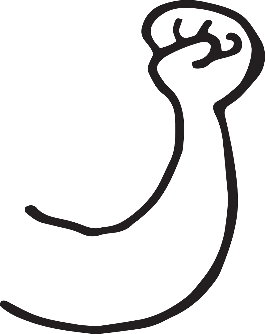Transparent Line Drawing of Angry Raised Fist Protest Symbol