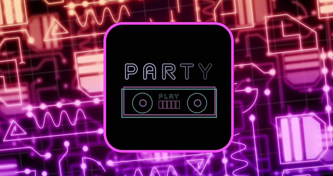Futuristic Party Concept with Neon Circuits and Digital Interface