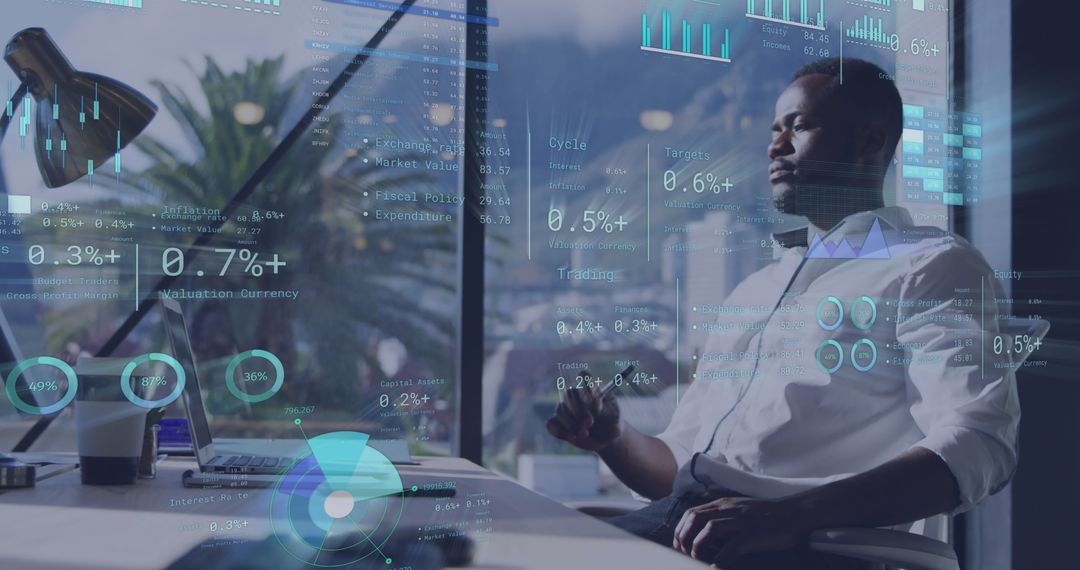 Business Professional Analyzing Data with Futuristic Technology