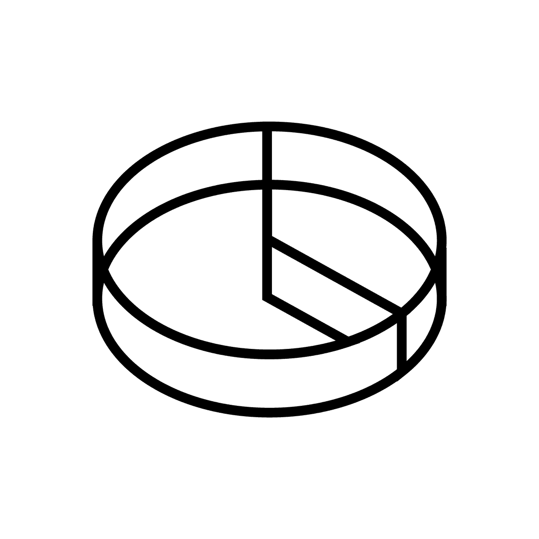 Transparent Circular Pie Chart Diagram Isolated on White Background