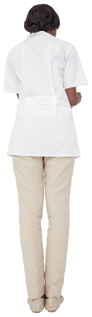 Female Nurse Standing in Uniform on Transparent Background