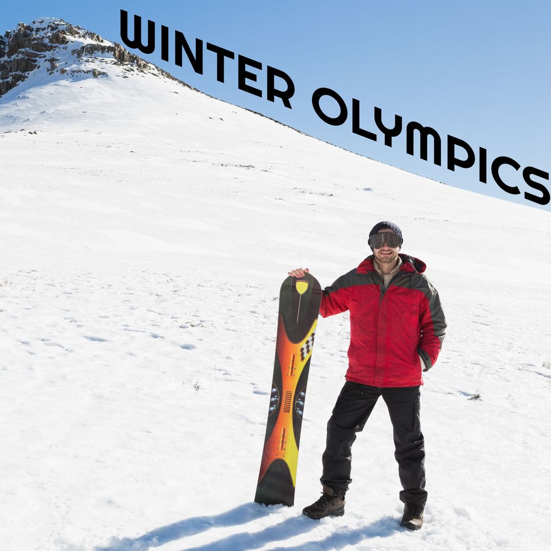 Man with Snowboard on Mountain for Adventurous Winter Sports