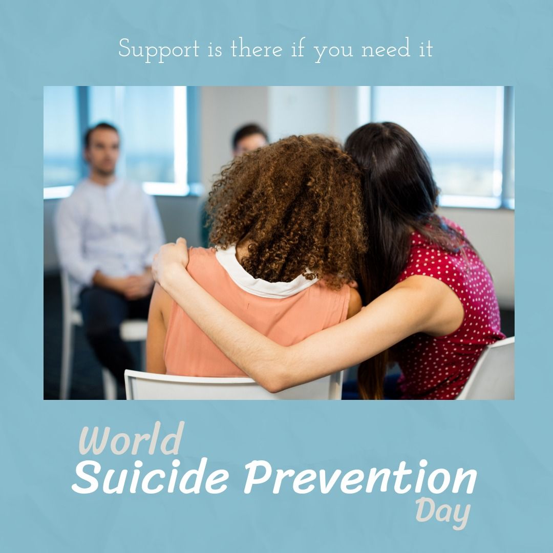 Multiracial friends embracing and support is there if you need it, world suicide prevention day text - Download Free Stock Templates Pikwizard.com