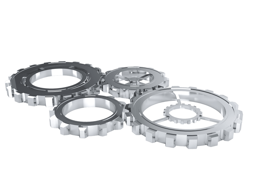 Silver Cog Wheels on Transparent Background Illustration