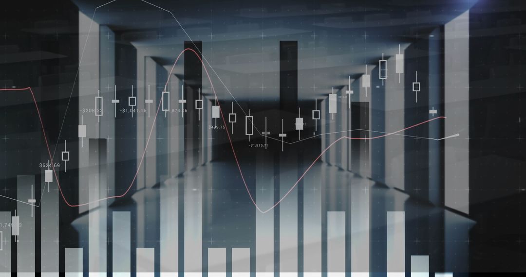 Abstract Financial Data Overlay in Futuristic Space