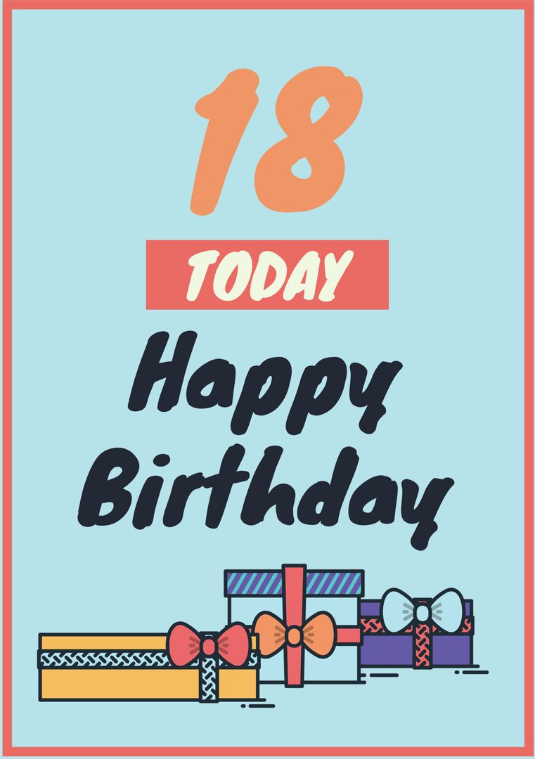 18th Birthday Festive Greeting with Vibrant Gift Boxes