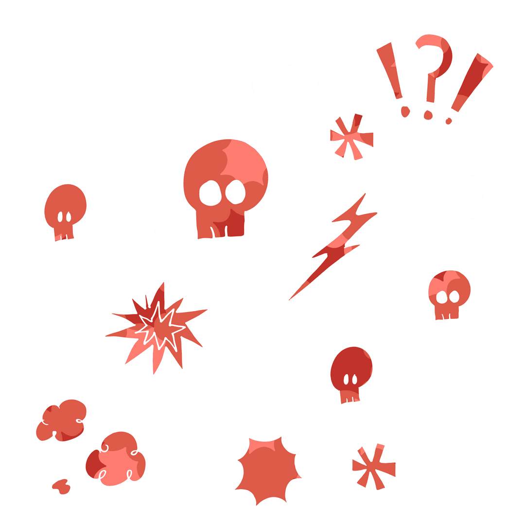 Colorful Abstract Skulls and Symbols on Transparent Background