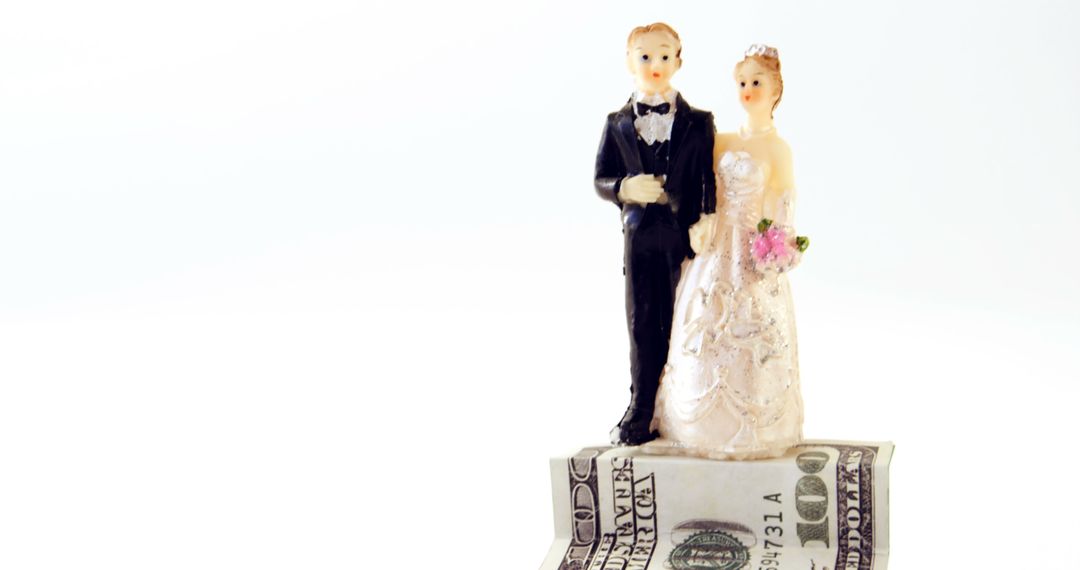 Wedding Cake Topper Bride and Groom Standing on Dollar Bill - Free Images, Stock Photos and Pictures on Pikwizard.com