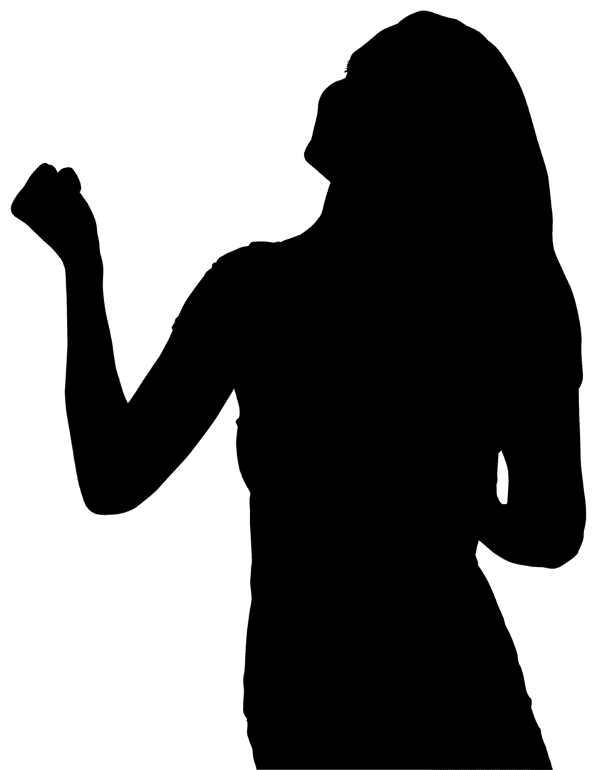 Woman's Victory Pose Silhouette Transparent Background