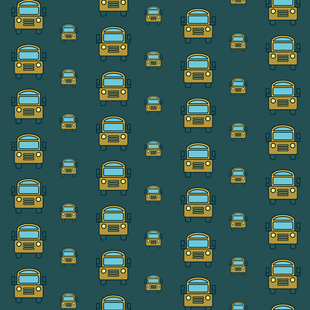 Seamless School Bus Pattern on Transparent Background Vector Illustration
