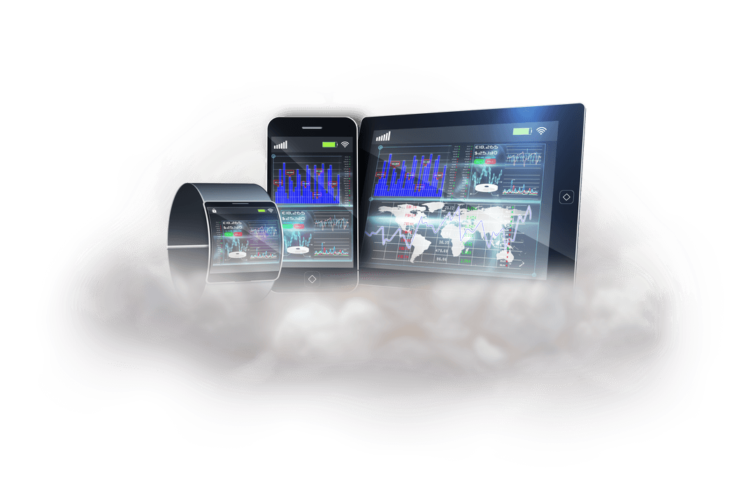 Futuristic Transparent Tech Gadgets in Cloud Computing Concept