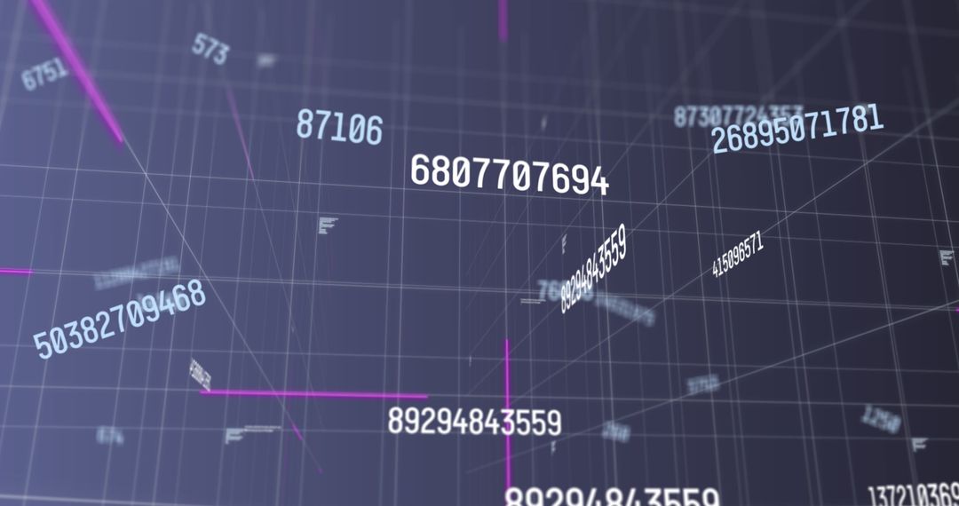 Dynamic Grid of Changing Numbers on Blue Background