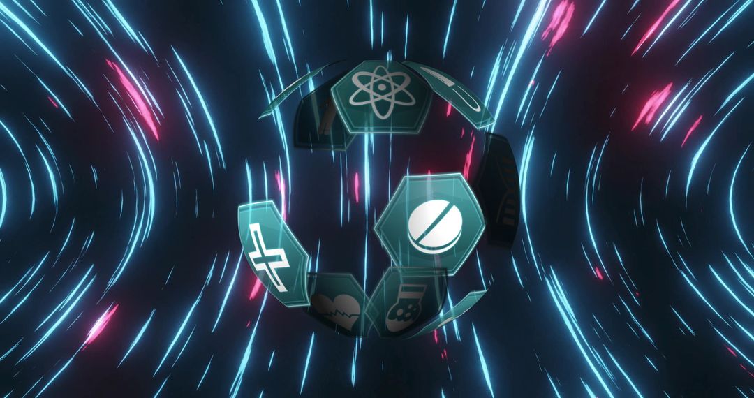 Futuristic Medical Icons on Digital Sphere