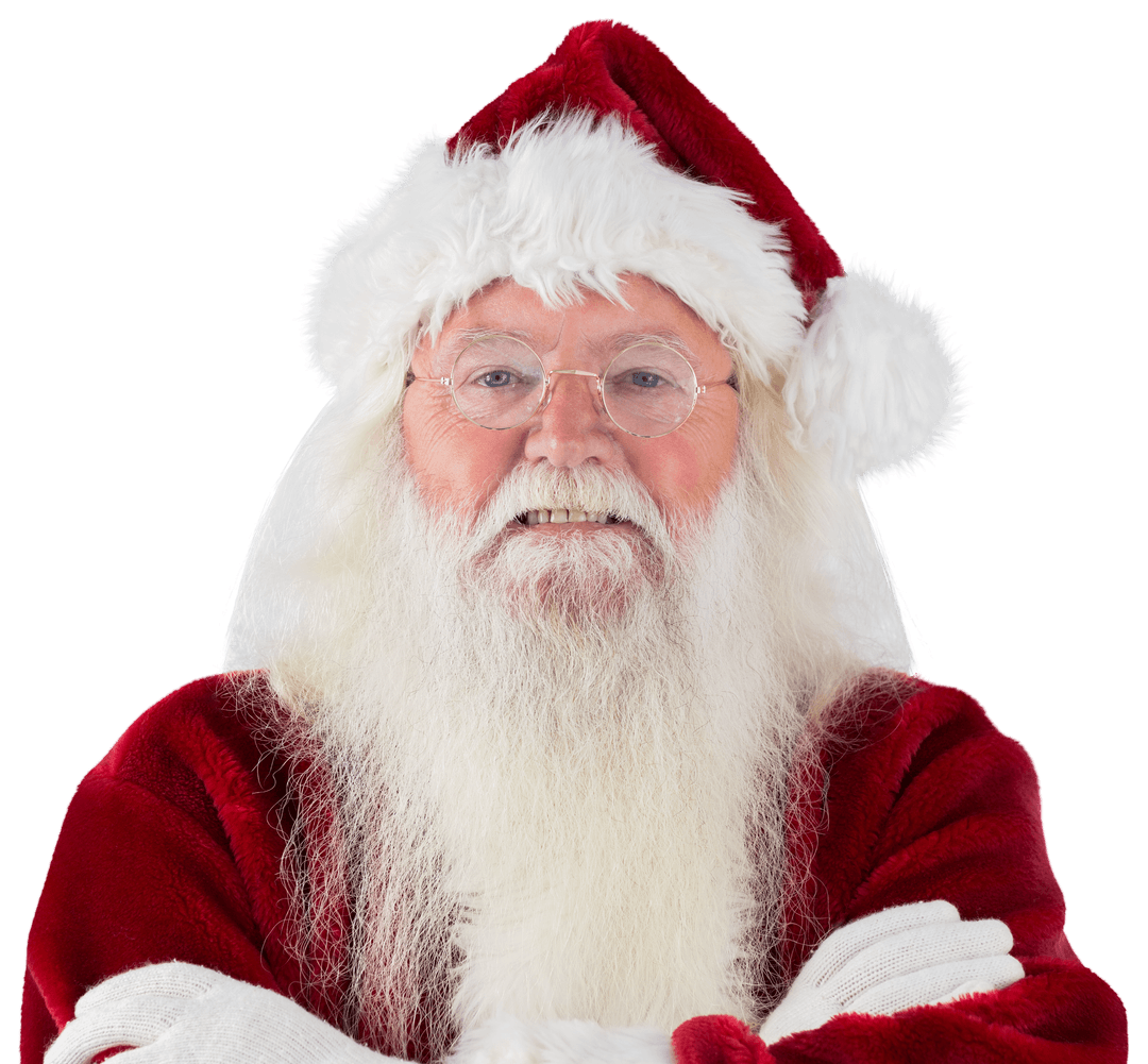 Transparent Cheerful Santa Claus with Folded Arms