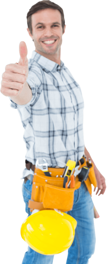 Confident Technician Giving Thumbs Up with Transparent Background