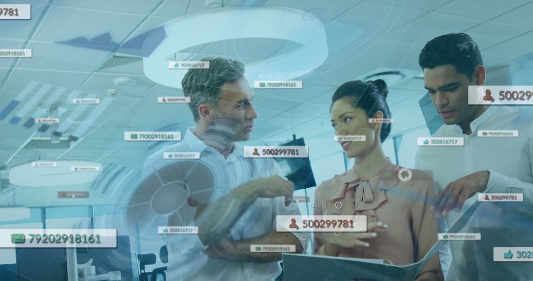 Business Colleagues Engaged in Digital Data Analysis in Modern Office