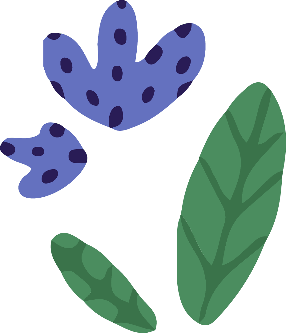 Abstract Leaf Shapes Floating on Transparent Background