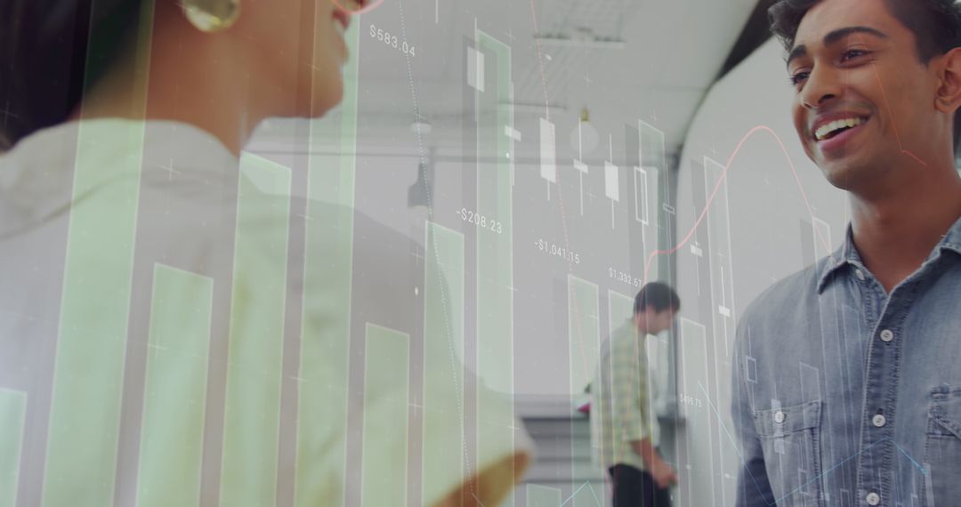 Data Visualization Over Business Colleagues Discussing Strategies