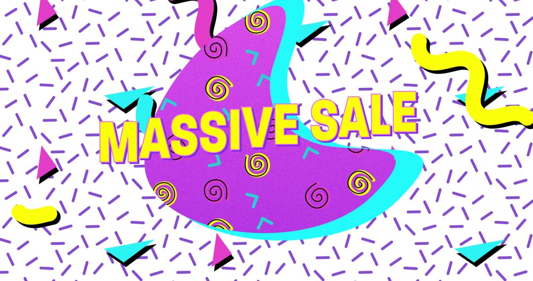 Retro 80s-Themed Massive Sale Advertisement with Bold Colors