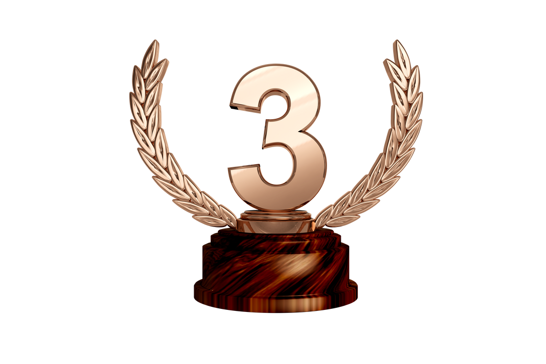 Bronze Third Place Trophy with Laurel and Transparent Background - Download Free Stock Images Pikwizard.com