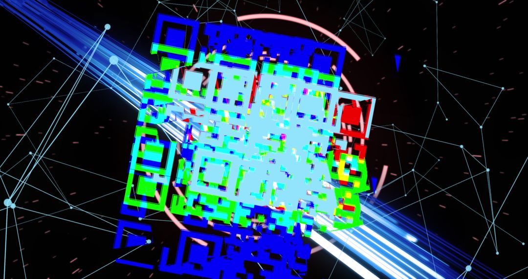 Abstract QR Code with Digital Lines