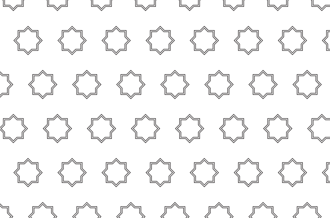 Black Geometric Star Shapes on Transparent Background Pattern