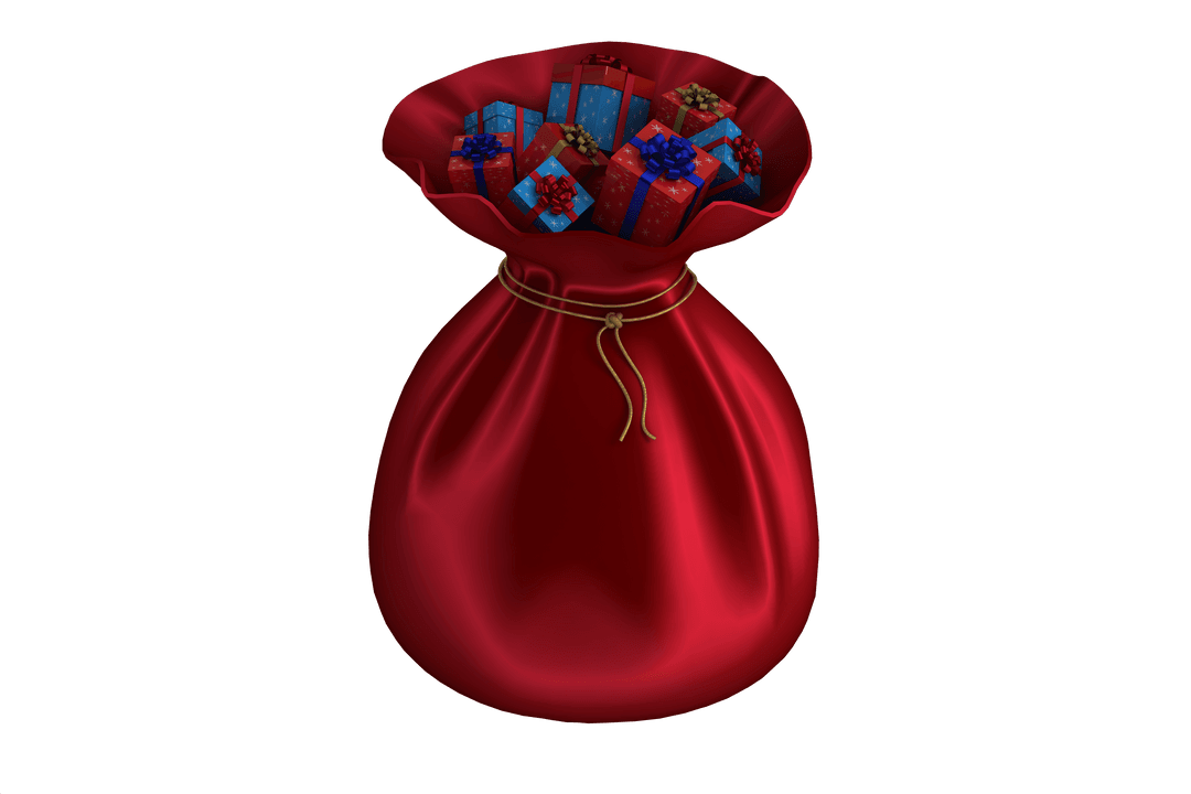 Transparent Festive Bag of Gifts on Isolated Background