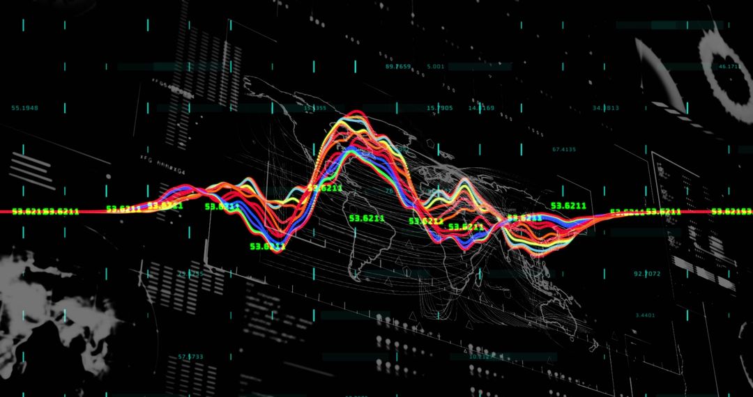 Global Data Processing on World Map Background