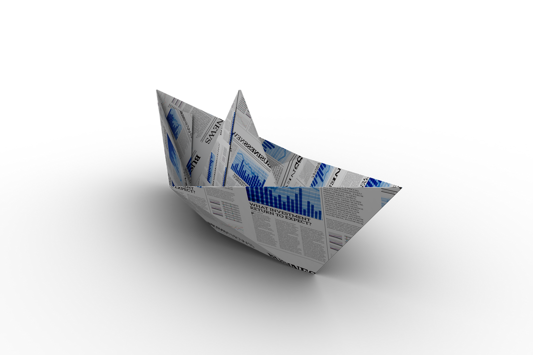 Paper Boat Folded from Newspaper Article on Transparent Background - Download Free Stock Images Pikwizard.com