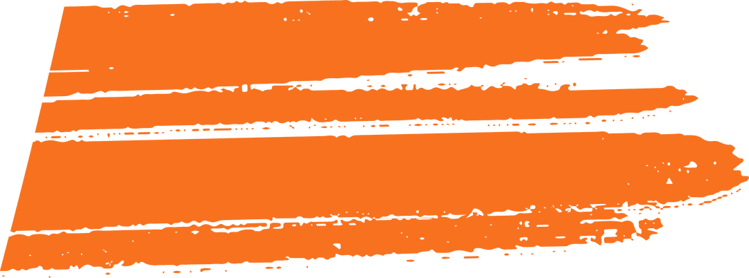 Three Vibrant Orange Brush Strokes on Transparent Background