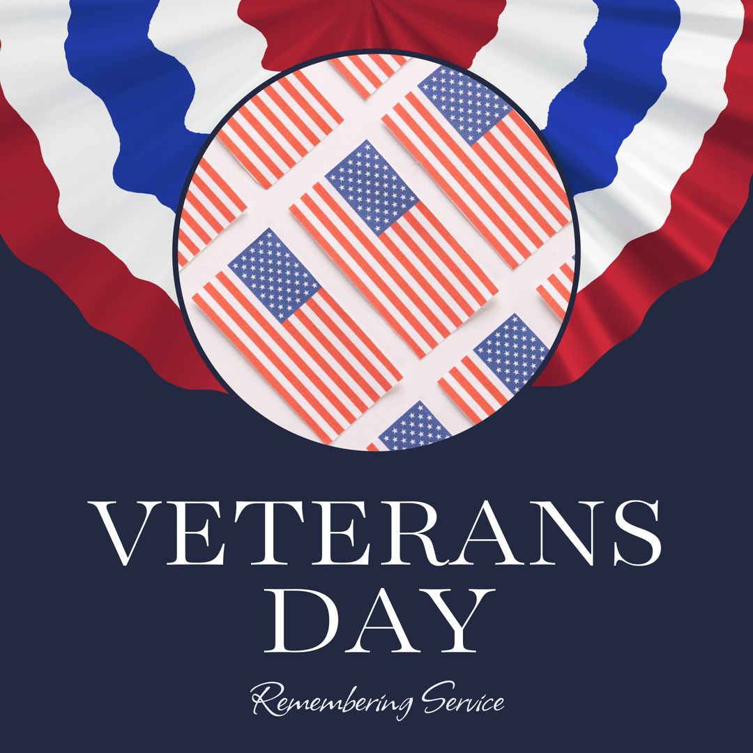 Veterans Day Tribute with American Flags on Patriotic Background