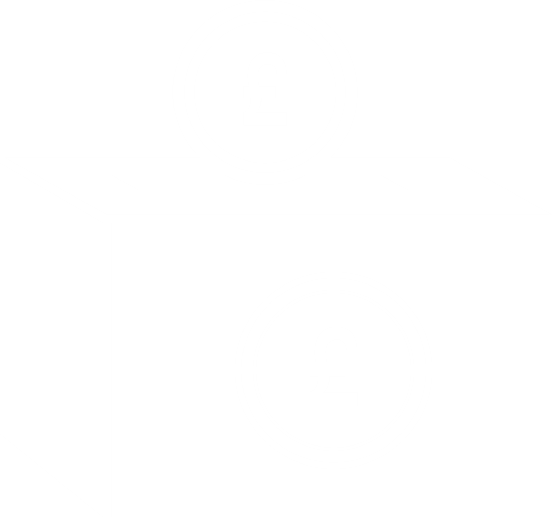 White Box with Pound Coins on Transparent Background