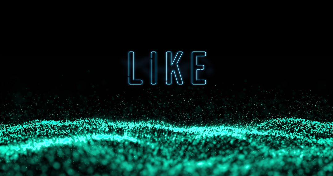 Glowing Blue Text LIKE Over Dynamic Digital Wave