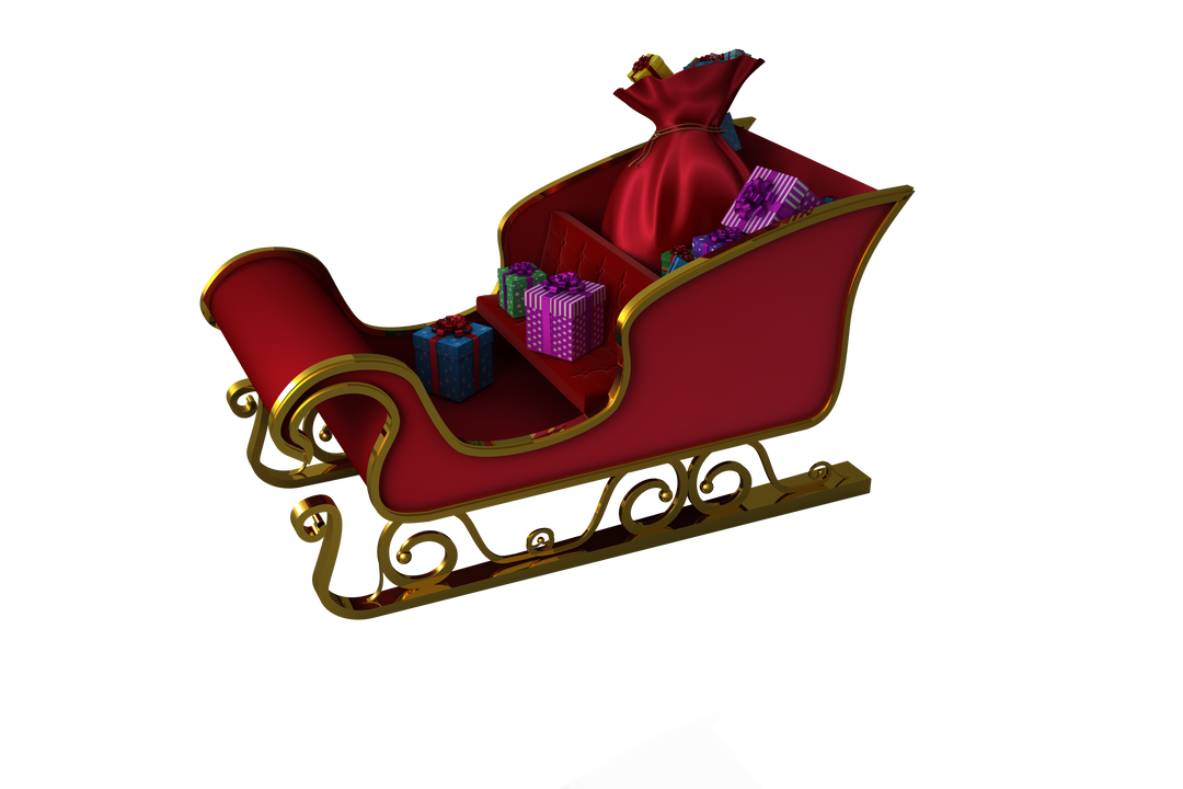 Red and Gold Transparent Santa Sleigh with Gifts - Download Free Stock Images Pikwizard.com