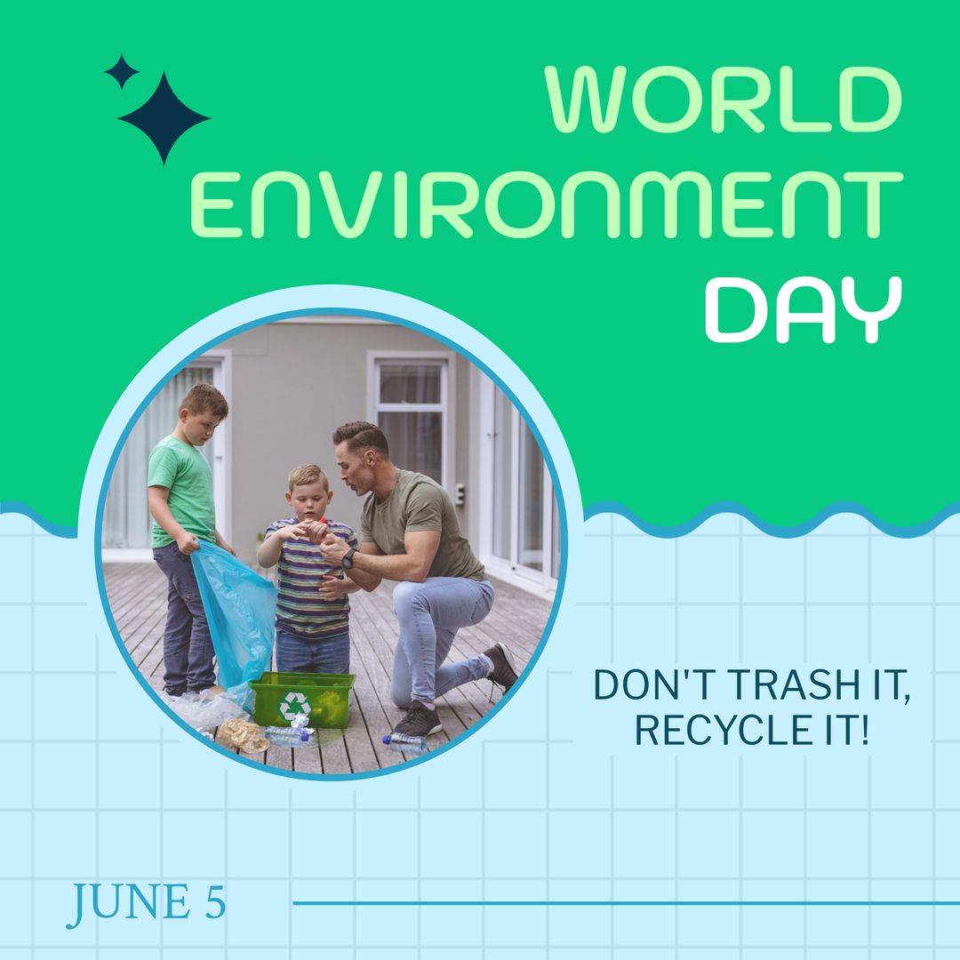 Family Recycling Together for World Environment Day