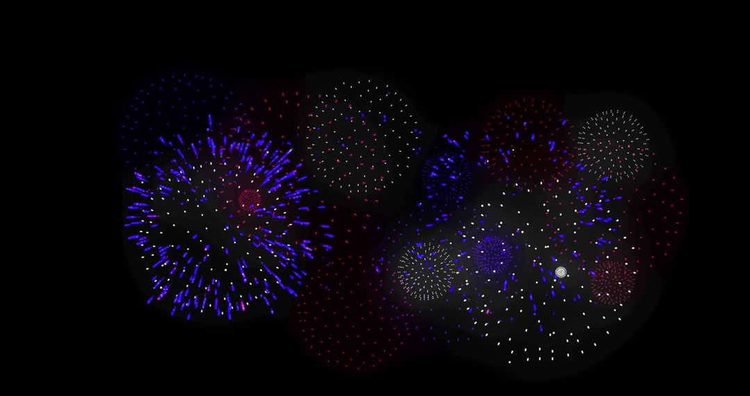 Digital Fireworks Explosion Against Black Sky