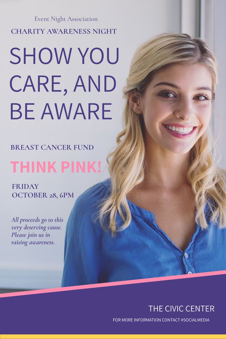 Charity Awareness Night Breast Cancer Fund Event Invitation - Download Free Stock Templates Pikwizard.com