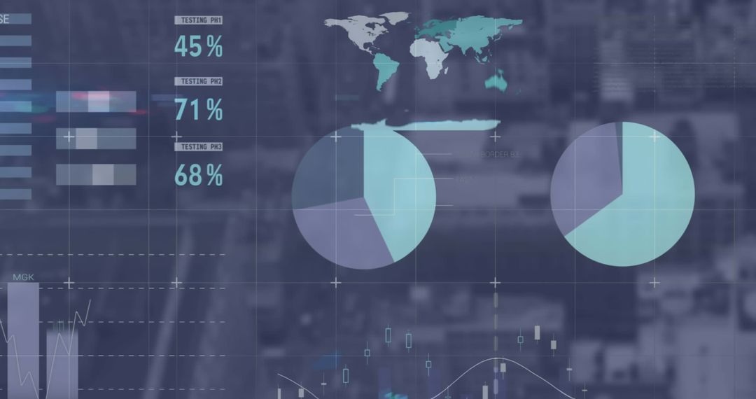 Futuristic Digital Dashboard with World Map and Analytics Graphics