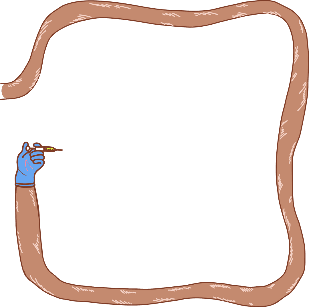 Flat Design Tube Frame with Syringe and Gloved Hand, Transparent Background