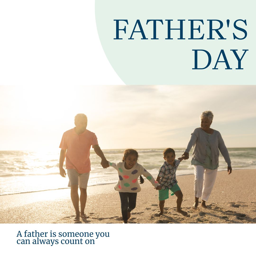 Grandparents Enjoying Beach Walk on Father's Day Holiday