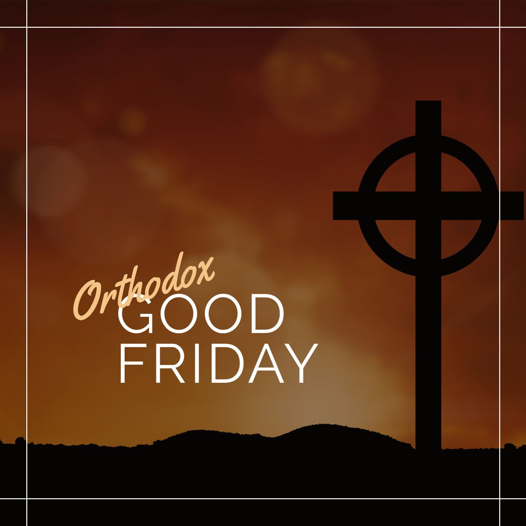 Orthodox Good Friday Cross with Sunset Horizon