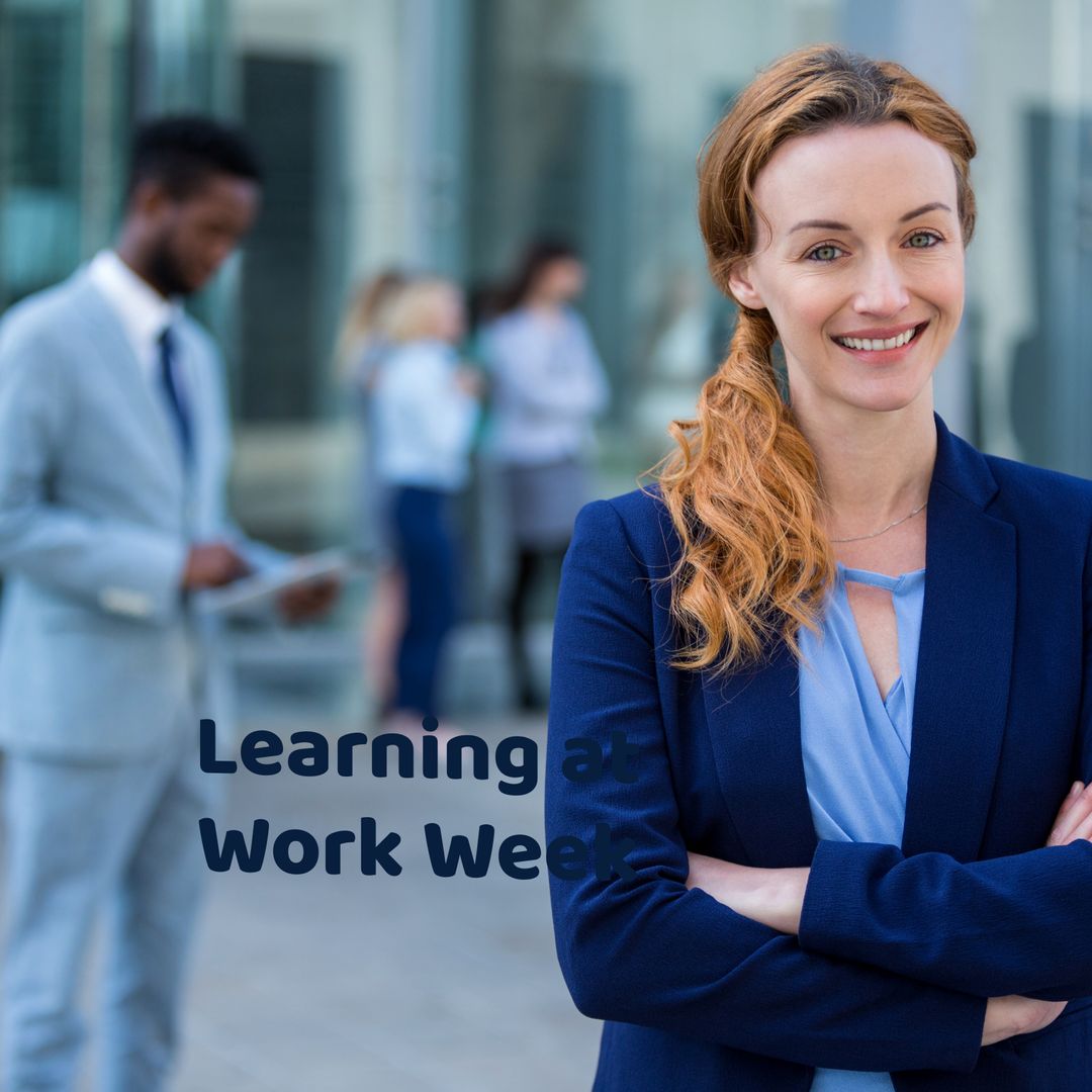 Confident Businesswoman Embracing Learning at Work