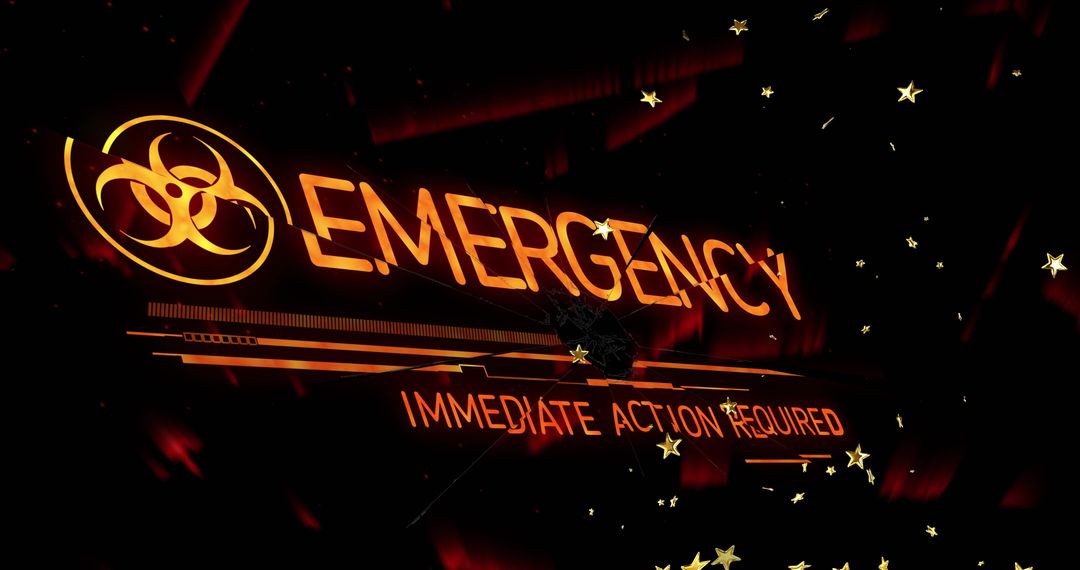 Futuristic Digital Emergency Alert with Biohazard Warning