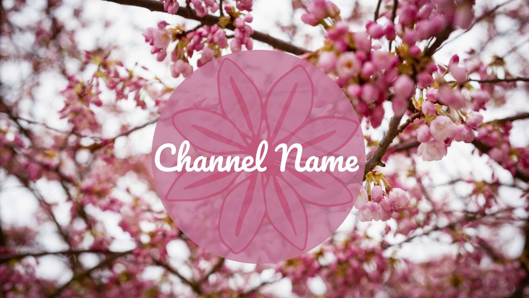 Cherry Blossoms with Channel Name Overlay for Spring or Wellness Themes - Download Free Stock Templates Pikwizard.com