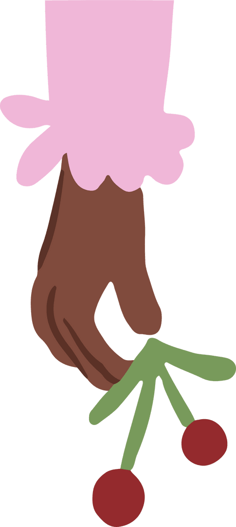 Transparent Hand Holding Two Red Berries Illustration