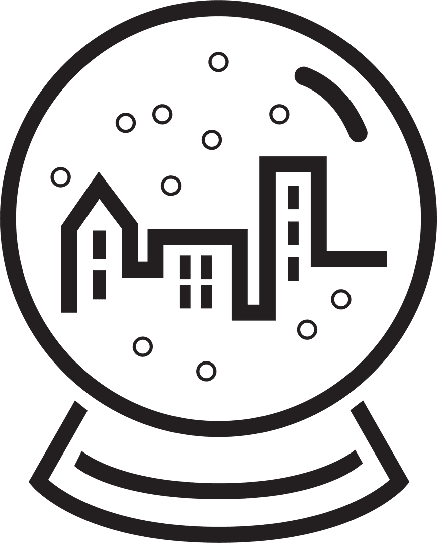 Christmas Snow Globe with Buildings on Transparent Background