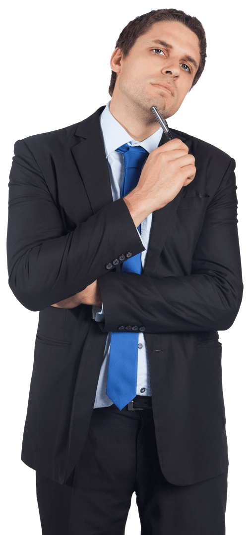 Transparent Businessman Contemplating Success Strategies